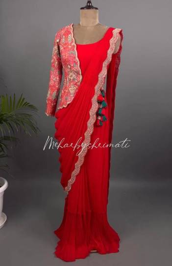 HB 37 BY SAGAR IMPEX GEORGETTE EMBROIDERY SAREE EXPORTER IN INDIA